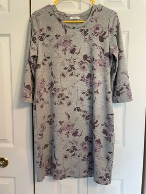 Maurices Grey Midi Dress with Lavender Floral Print